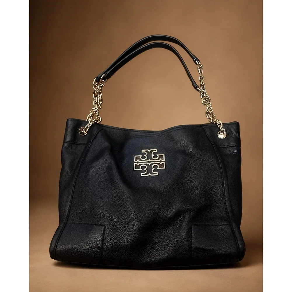 Tory Burch‎ Amanda Slouchy Tote Women's Size Large Black Good Pebbled Leather